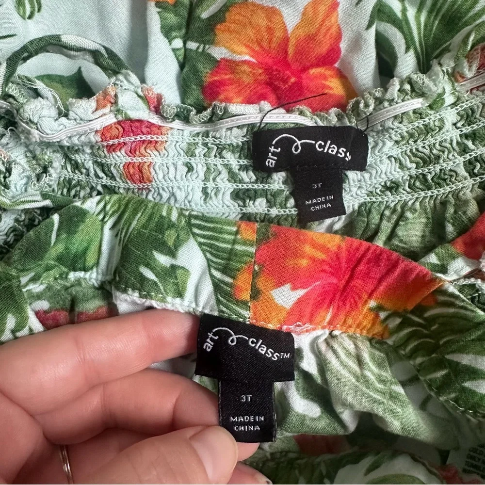 Art Class | Toddler Tropical Off The Shoulder Floral Blouse Set | Size 3T